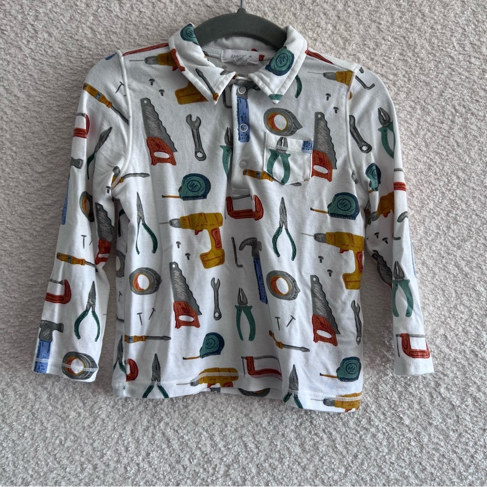 Angel Dear Infant Bamboo Collar Tools Long Sleeve‎ Shirt Size 12-18 Months